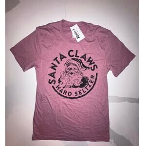 Bella + Canvas Santa Claws Hard Seltzer Circle  Maroon Graphic Tee Size M NWT